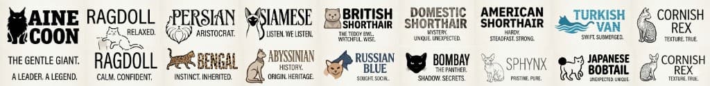Featured cat breeds serviced by Flying Duchess