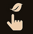 Lasting connection: hand pointing to a leaf